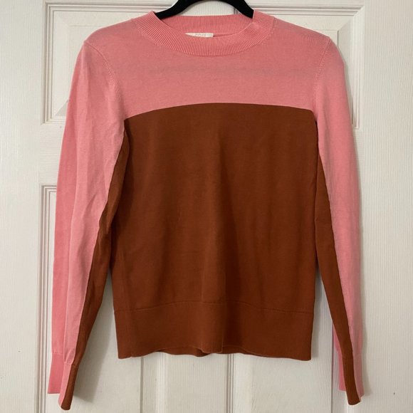 COS Pink and Brown Color Block Sweater 100% Cotton Size XS - Picture 4 of 6